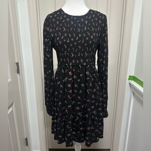 American Eagle Outfitters Black Floral Long Sleeve Dress